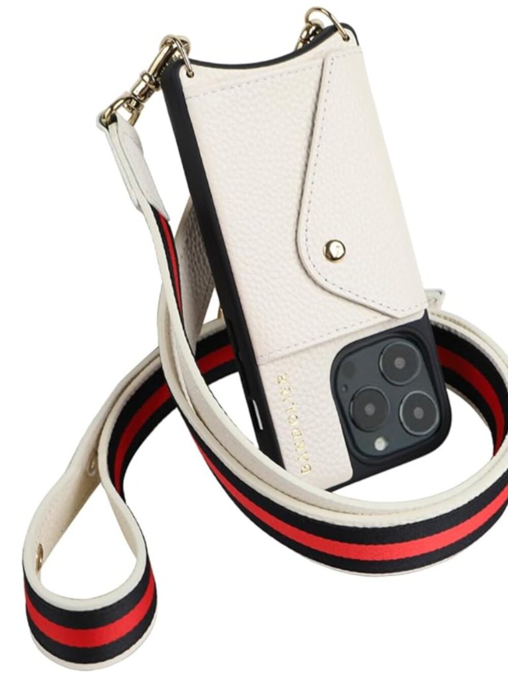 Bandolier White Strap with Navy and Orange Accent and Gold Hardware - Picture 3 of 7